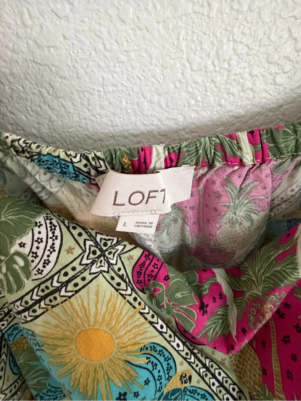 LOFT Multicolor Puff-Sleeve Printed Blouse - Blue/Green/Pink/Yellow